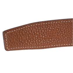 Pre Owned Hermès Noir/Gold Box and Togo Leather H Buckle Reversible Belt 110 CM