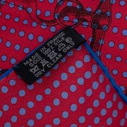 Hermès Red and Blue Mors De Selle Silk Pocket Square