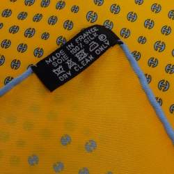 Pre Owned Hermès Yellow Printed Silk Pocket Square