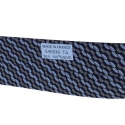Pre Owned Hermès Grey & Blue Printed Silk Tie