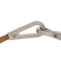 Pre Owned Hermès Brown Bridle Leather Brushed Palladium Plated Jumbo Jet Bracelet