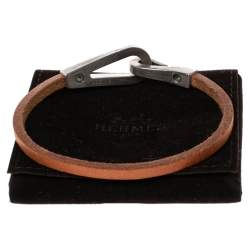 Pre Owned Hermès Brown Bridle Leather Brushed Palladium Plated Jumbo Jet Bracelet