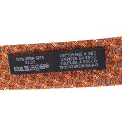 Pre Owned Hermès Orange 7 H Equilibre Silk Tie