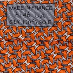 Pre Owned Hermès Orange 7 H Equilibre Silk Tie