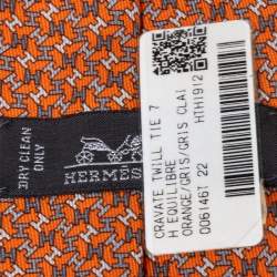 Pre Owned Hermès Orange 7 H Equilibre Silk Tie