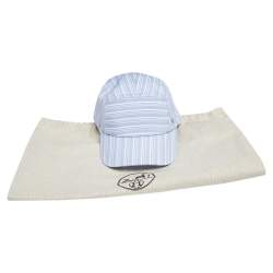 مملوكة مسبقًا Hermes Blue Striped Cotton Baseball Cap (59)