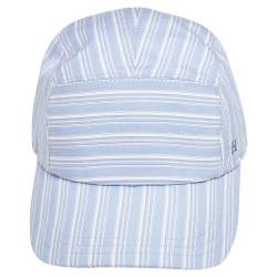 مملوكة مسبقًا Hermes Blue Striped Cotton Baseball Cap (59)