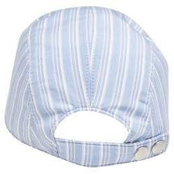 مملوكة مسبقًا Hermes Blue Striped Cotton Baseball Cap (59)
