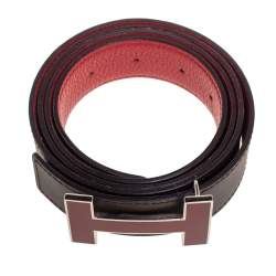 Pre Owned Hermes Moka/Rogue Casaque Evercolor and Chamonix H Reversible Buckle Belt 100CM