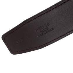 Pre Owned Hermes Moka/Rogue Casaque Evercolor and Chamonix H Reversible Buckle Belt 100CM