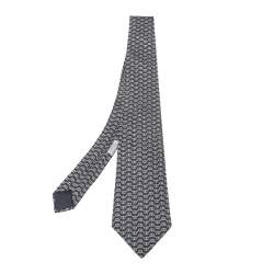 Pre Owned Hermès Grey Chaine d'Ancre Print Silk Tie