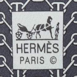 Pre Owned Hermès Grey Chaine d'Ancre Print Silk Tie