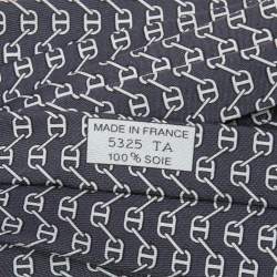 Pre Owned Hermès Grey Chaine d'Ancre Print Silk Tie