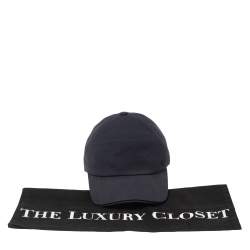 مملوكة مسبقًا Hermes Navy Blue Embroidered H Cotton Cap (57) 