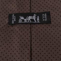 Pre Owned Hermes Brown Polka Dotted Silk Classic Tie