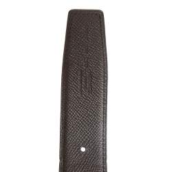 Pre Owned Hermes Black/Chocolate Swift and Epsom Leather Reversible H Buckle Belt 100CM