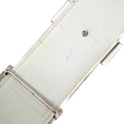 Pre Owned Hermes Black/White Epsom and Box Leather Palladium Hardware Constance Reversible Belt 90CM