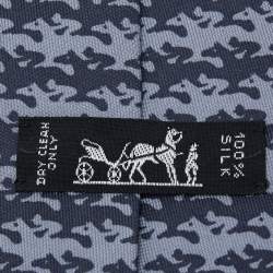 Pre Owned Hermès Grey Patterned Silk Traditional Tie