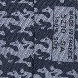 Pre Owned Hermès Grey Patterned Silk Traditional Tie