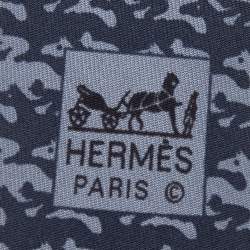 Pre Owned Hermès Grey Patterned Silk Traditional Tie