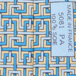 Pre Owned Hermes Blue & yellow Geometric Patterned Silk Traditional Tie