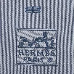 Pre Owned Hermes Grey Pinstripe Patterned Silk Jacquard Tie
