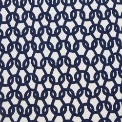 Pre Owned Hermes White & Navy Blue Chain Link Printed Silk Tie