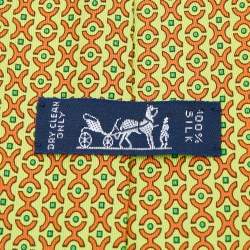 Pre Owned Hermes Yellow Patterned Silk Tie