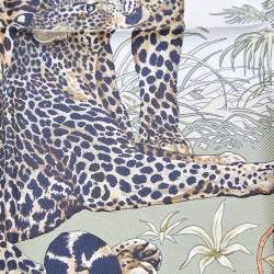 Pre Owned Hermès Black & Cream Jungle Love Silk Gavroche Scarf