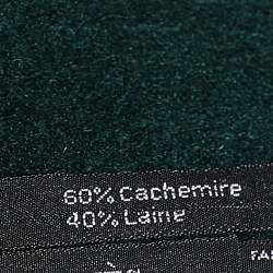 Pre Owned Hermès Vintage Green Geometric Print Silk Cashmere & Wool Muffler