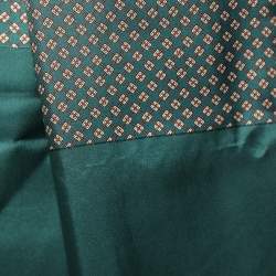 Pre Owned Hermès Vintage Green Geometric Print Silk Cashmere & Wool Muffler