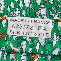Pre Owned Hermès Green Dans Les Nuages Twillibi Silk Tie