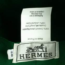 Hermes Green Cotton H Embroidered Funky Fedora Hat Size 58