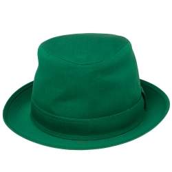 Hermes Green Cotton H Embroidered Funky Fedora Hat Size 58