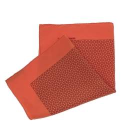 Hermes Orange Chaine D'Ancre Silk Pocket Square