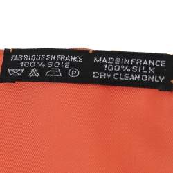 Hermes Orange Chaine D'Ancre Silk Pocket Square