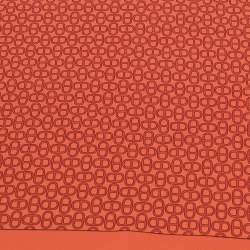 Hermes Orange Chaine D'Ancre Silk Pocket Square