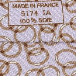 Pre Owned Hermes Lilac Interlocking Rings Printed Silk Jacquard Tie