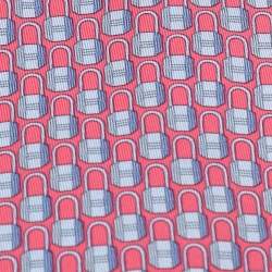 Pre Owned Hermes Dark Pink Padlocks Printed Silk Tie