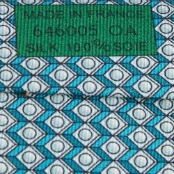 Pre Owned ربطة عنق هيرمس حرير أزرق مطبوع طباشير بلياردو