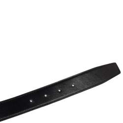 Pre Owned Hermes Black/Bleu Jean Togo and Chamonix H Buckle Reversible Belt 105CM