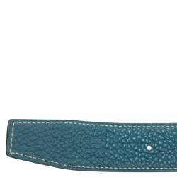 Pre Owned Hermes Black/Bleu Jean Togo and Chamonix H Buckle Reversible Belt 105CM