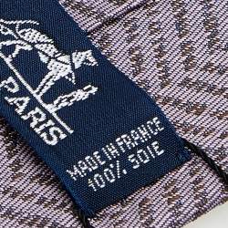 Pre Owned Hermès Purple  Chevron Patterned Silk Jacquard Tie