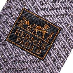 Pre Owned Hermès Purple  Chevron Patterned Silk Jacquard Tie