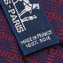 Pre Owned Hermes Two Tone Diamond Patterned Silk Jacquard Tie