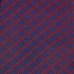 Pre Owned Hermes Two Tone Diamond Patterned Silk Jacquard Tie