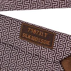 Pre Owned Hermes Light Pink Geometric Patterned Silk Jacquard Tie