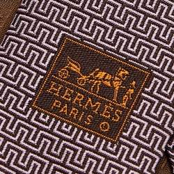 Pre Owned Hermes Light Pink Geometric Patterned Silk Jacquard Tie