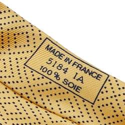 Pre Owned Hermes Yellow Diamond Printed Silk Tie