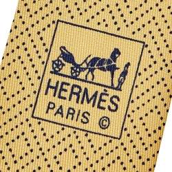 Pre Owned Hermes Yellow Diamond Printed Silk Tie